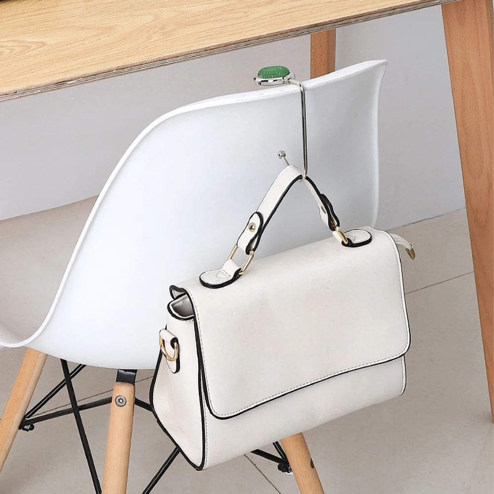 Portable Metal Foldable Bag Purse Hook Handbag Hanger Purse Hook Handbag Holder Shell Bag Folding Table 10 Colors multi purpose hooks bag hook metal hook bag hanger