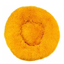 Luxurious Plush Calming Pet Bed - Donut Design for Large Dogs and Cats, Extra-Soft Round Mat (Clear orange)