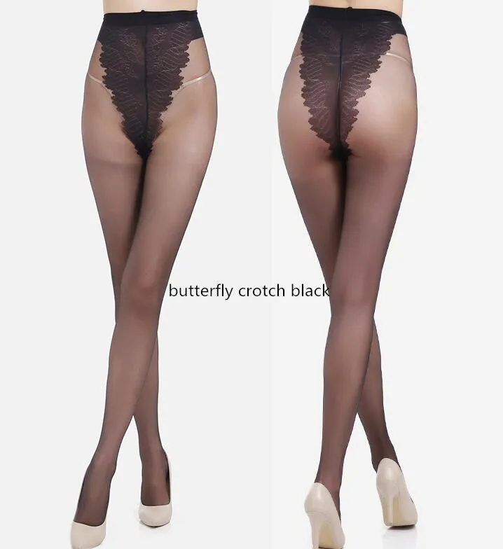butterfly black Высокие эластичные тонкие однотонные чулки женские сексуальные обтягивающие колготки бесшовные колготки Medias - Цвет: butterfly black