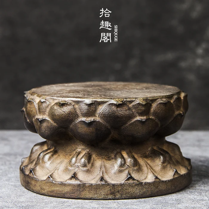 

★Natural bluestone pot bearing Hand Carved Chinese retro stone lotus pot holder handicraft base swing Buddha seat