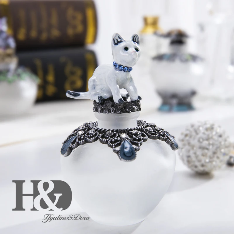 H& D 15 мл пустая многоразовая флакон духов необычная Ретро стеклянная бутылка Ювелирная статуэтка кота пробка домашний Свадебный декор Дамский подарок