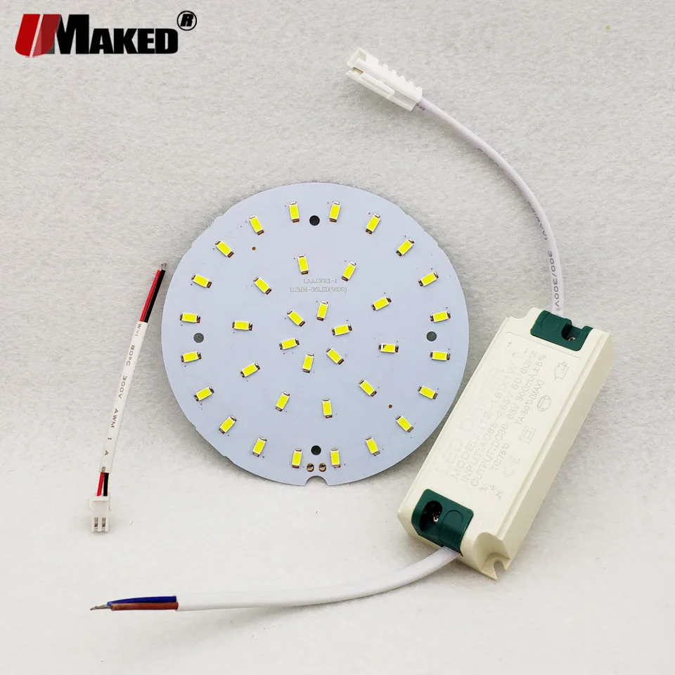 1/5 комплектов светодиодный PCB+ Драйвер Наборы 12W 18W Светодиодный светильник Алюминий радиатора SMD5730 110lm/w круглый светодиодный источник света для Панель потолочные светильники