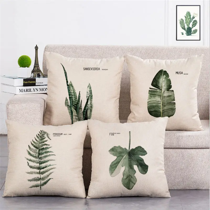 

Christmas Tree Decorations Leaf Green Pattern Sofa Car Pillowcase 45cmX45cm Cushion Cover Linen / Cotton Home Decor