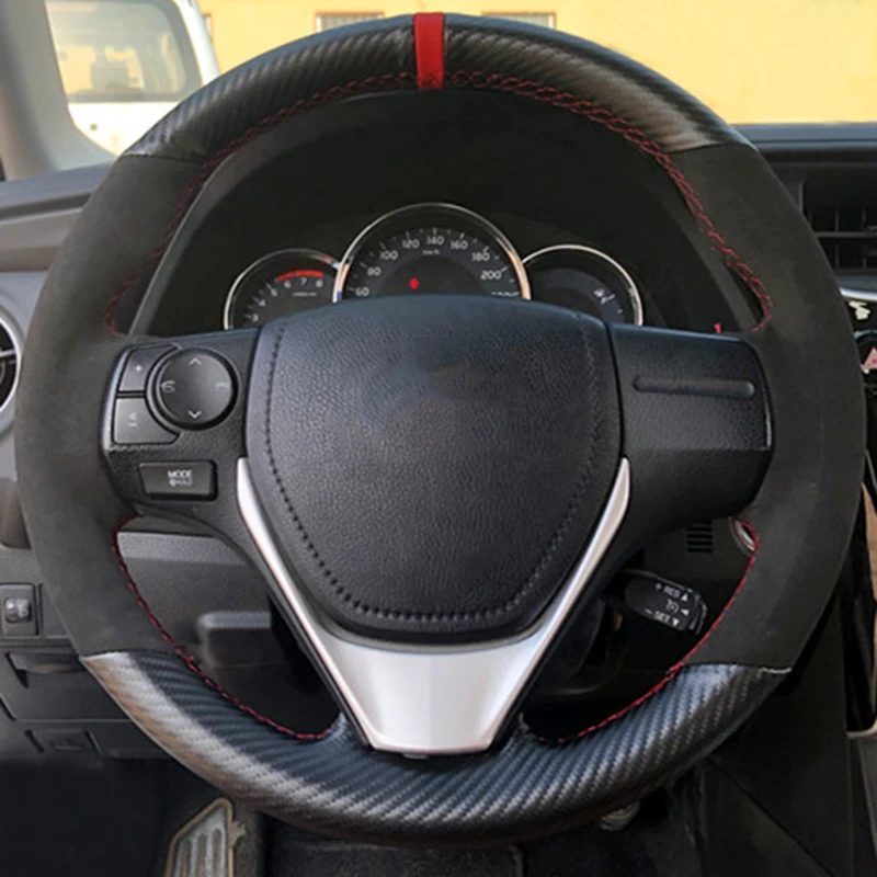 Для Toyota RAV4 2013- Corrolla- Auris Scion DIY сшитая вручную оплетка из замшевой кожи рулевая крышка аксессуары