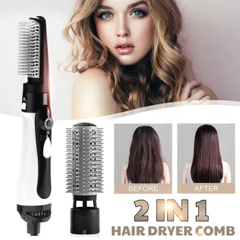 

2020 NEW Hair Dryer Brush 2 in 1 One Step Hot Air Brush Volumizer Blow Straightener Curler Professional Curling Hair Styler Comb