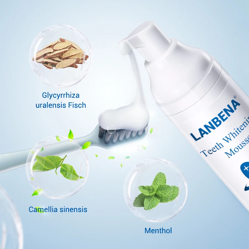 LANBENA отбеливающий мусс для чистки зубов, белая зубная паста для полости рта, гигиеническая зубная паста, инструмент для отбеливания зубов, удаление зубного налета