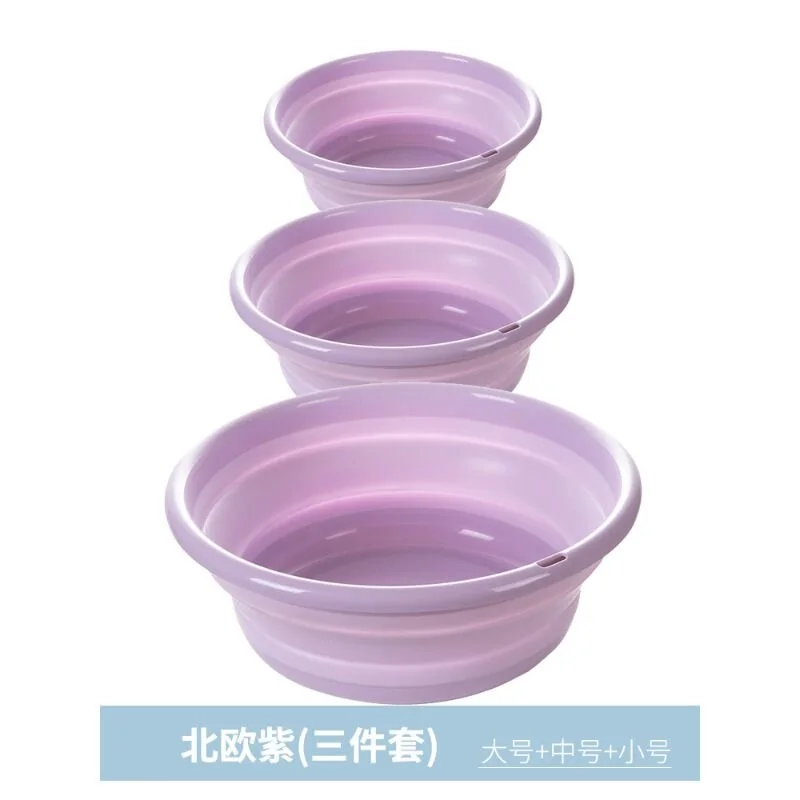 Purple 3pcs S M L 3 шт. творческий складной умывальник складные столы и стулья для ведро контейнер переносные, складные, силиконовые умывальник на открытом воздухе Инструменты для чистки - Цвет: Purple 3pcs S M L