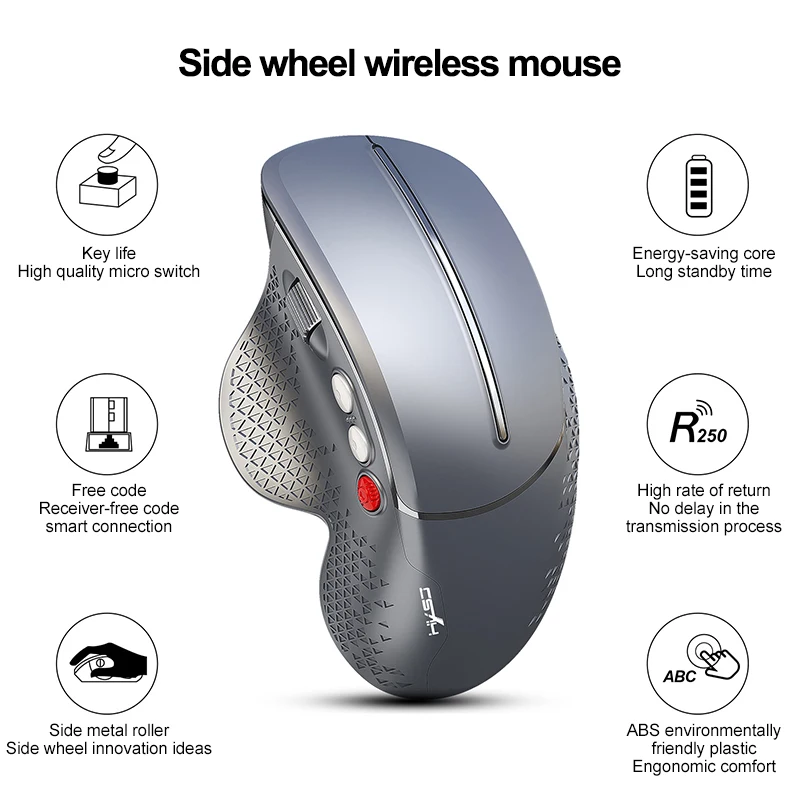 

2.4G Wireless Gaming Mouse Rechargeable Vertical Mouse Four-speed DPI Switching Ergonomic Gamer Mice for Win98/Me/2000/XP/Vista