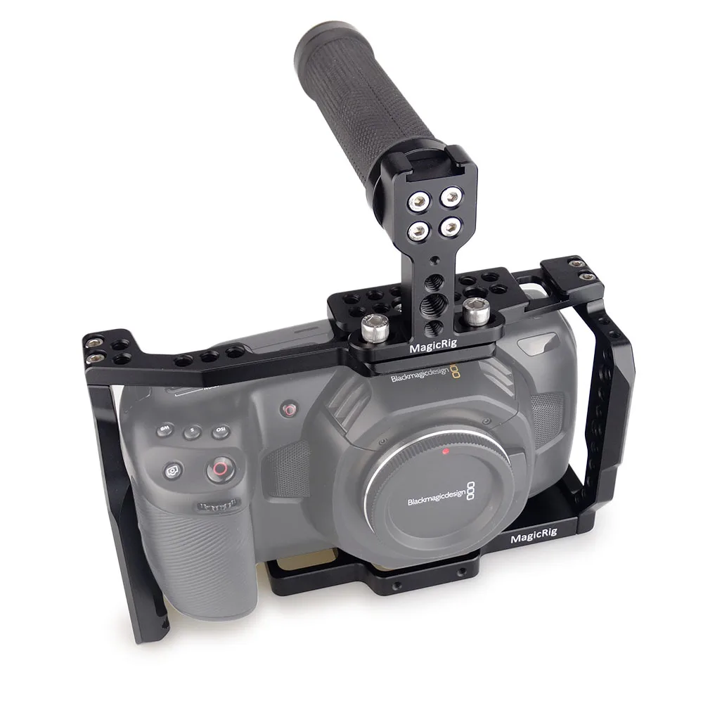 Kit Gabbia Magicrig Con Impugnatura In Gomma Superiore Per Blackmagic Pocket Cinema Camera Bmpcc 4K E 6K Per Montare La Luce Led Del Monitor Del Micro