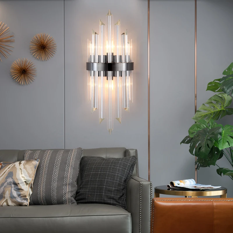 Modern contracted living room crystal wall lamp light luxury background wall hotel bedroom bedside continental corridor light
