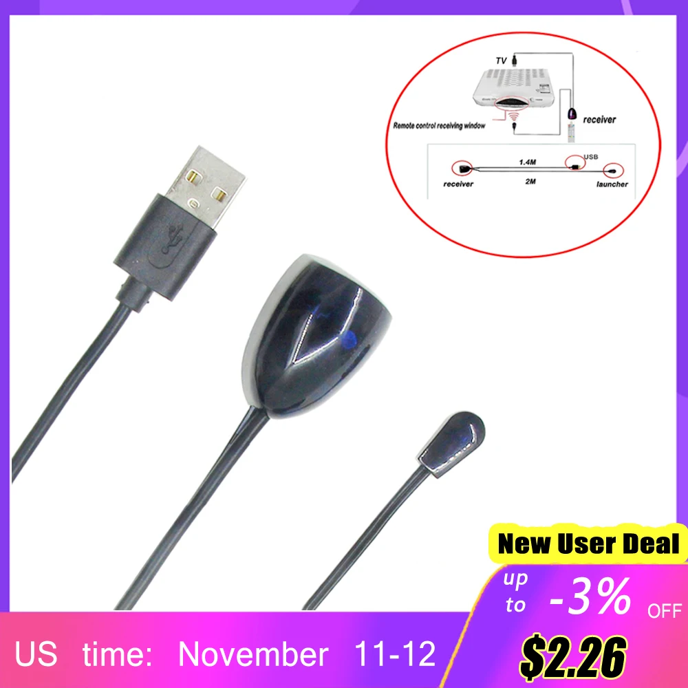 

Practical USB Adapter Infrared IR Remote Extender Repeater Receiver Transmitter Applies to All Remote Control Devices 2M