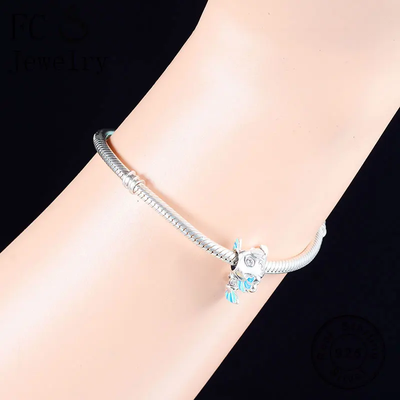 FC ювелирное изделие, браслет Pandora,, 925, серебро, золото, рыба, Русалка, камбала, бисер, ручная работа, Berloque, новое поступление