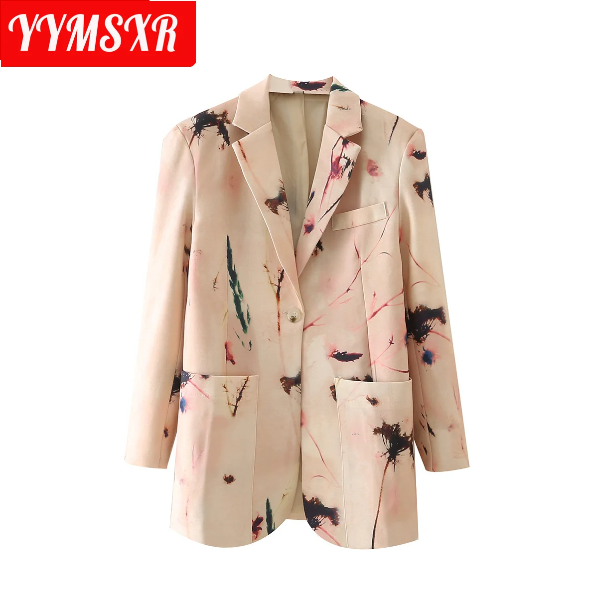Women's Blazer Jacket 2021 New European Style Graffiti Tie-dye Printing One-button Suit Loose All-match Temperament Clothes | Женская