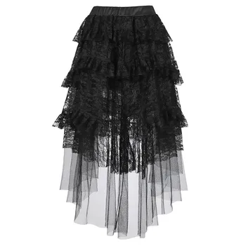 

2020 Skirt for Women Lace Corset Skirt Vintage Costume Tulle Multi Layered High Low Skirt Outfits Party Fashion High Waist