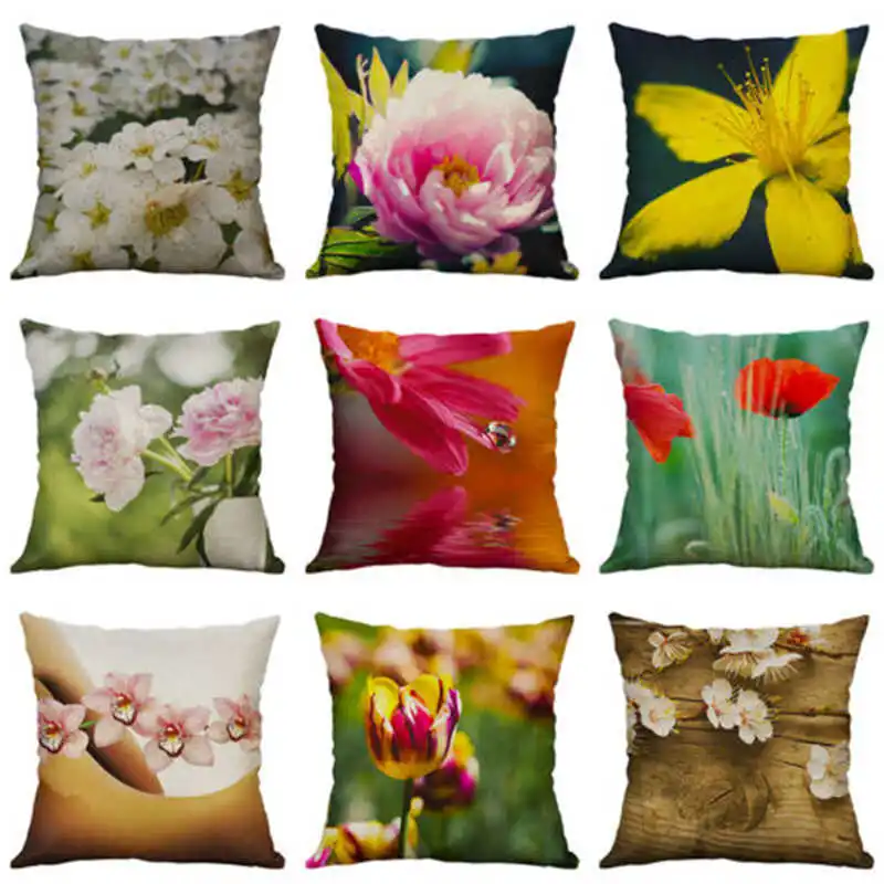 

Flower Home 18" Throw Pillow Cover Decor Linen Sofa Cushion Case Fashion Cotton