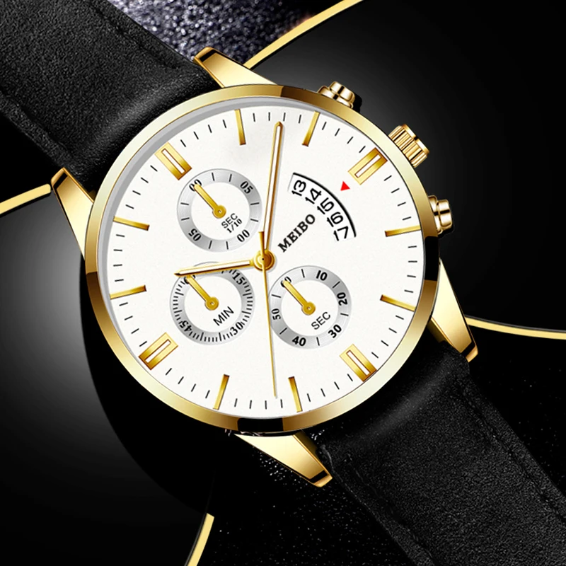 Классический дизайн три глаза мужские часы Бизнес Кварцевые Ретро дизайн часы кожаный ремешок мужские наручные часы подарок Relogio Masculino