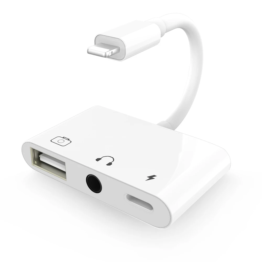 3 в 1 для Lightning/USB адаптер для чтения камеры с 3,5 мм aux разъемом для наушников и зарядным портом для iPhone 7/7 P/8/8 P/iPad