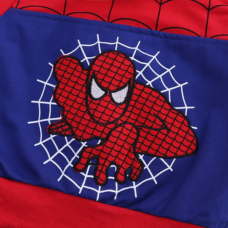 Детский комплект из 3 предметов с изображением Человека-паука и капюшоном; цвет красный, черный; Детские свитера для мальчиков; костюм с капюшоном; костюм Человека-паука; одежда для костюмированной вечеринки