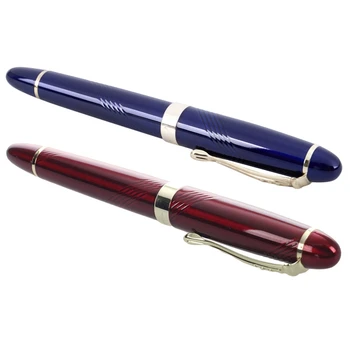 

2 Piece JINHAO X450 18 KGP 0.7mm Broad Nib Fountain Pen Red & Blue