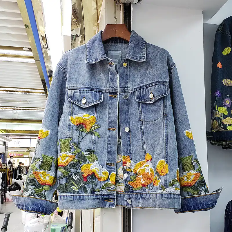 jaqueta jeans feminina bordada