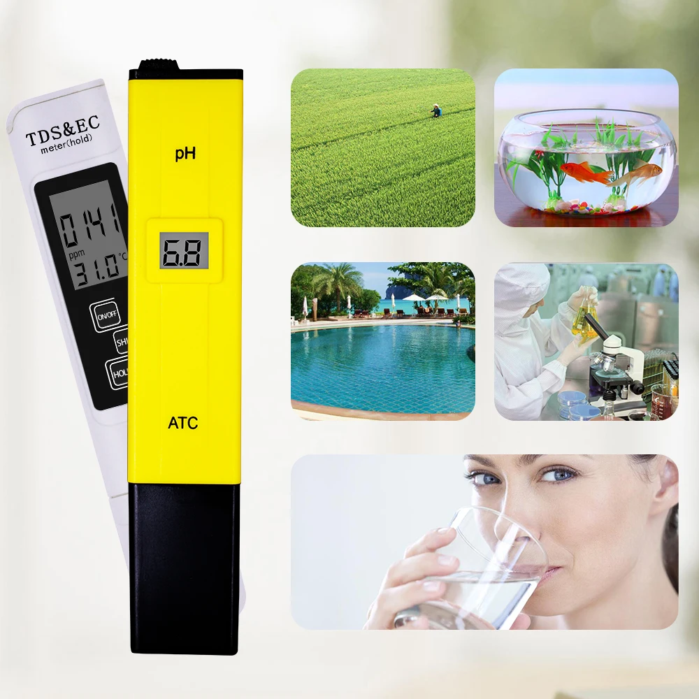 Ph meter Water quality tester Digital PH /TDS/ EC Meter Tester Thermometer Pen Water Purity PPM Filter Hydroponic for Aquarium Pool Water Monitor