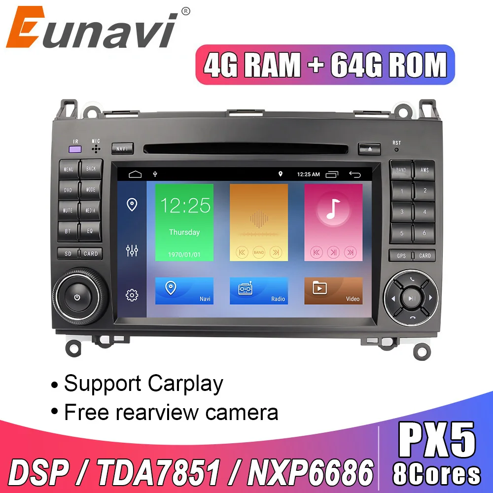 Автомобильный мультимедийный плеер Eunavi 2 Din Android 10 DVD радио GPS авто для Mercedes Benz B200 B