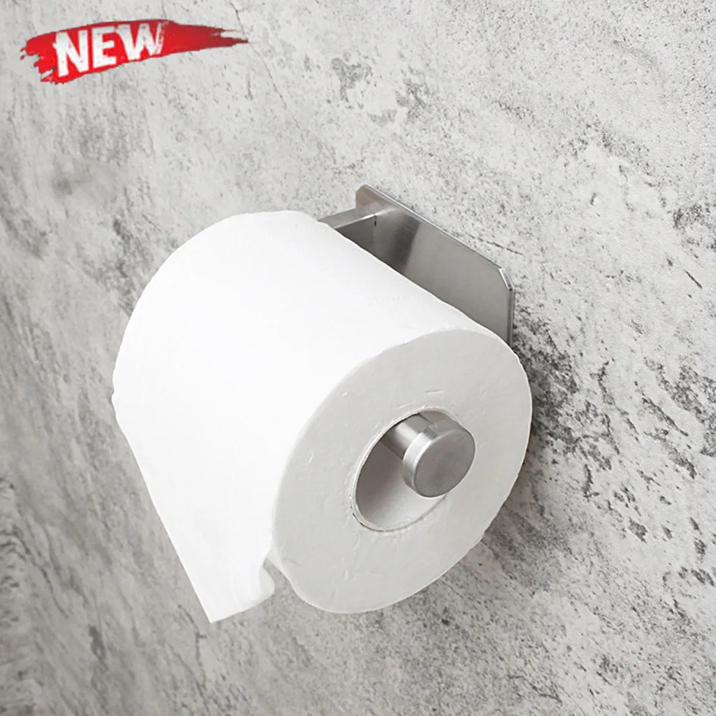 Kitchen Roll Paper Self Adhesive Wall Mount Toilet Paper Holder Stainless Steel Bathroom Tissue Towel Accessories Rack Holders