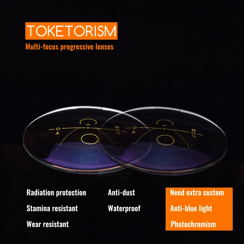 Toketorism multifocal lenses customize Photochromic anti blue light progressive prescription glasses MF156