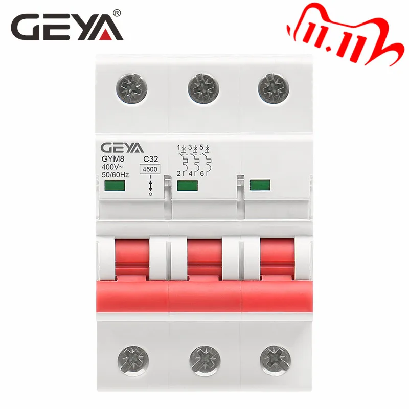 GEYA GYM8 3P Din Rail MCB 6A 10A 16A 20A 25A 32A 40A 50A 63A 220V Mini автоматический выключатель C Curve с