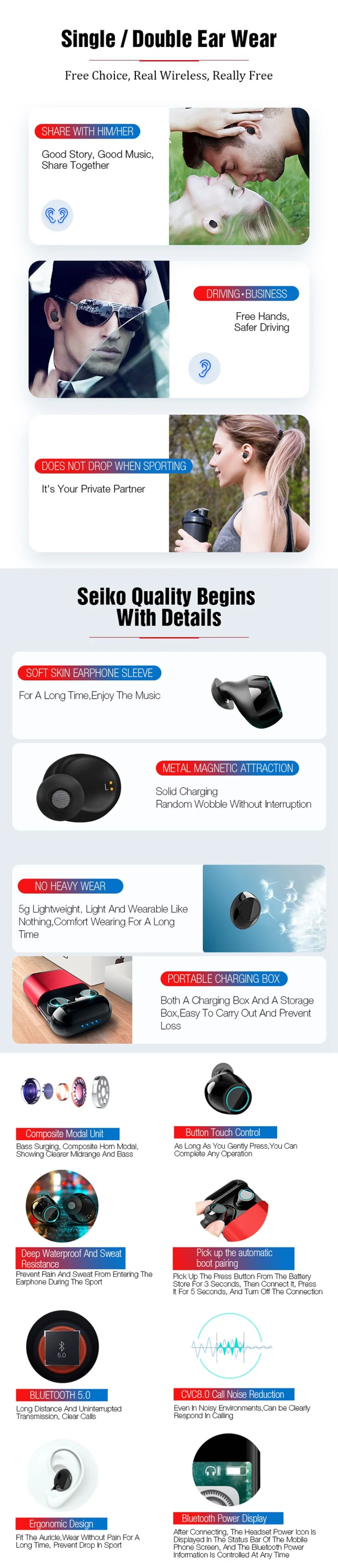 YHONH Bluetooth наушники TWS наушники беспроводные Bluetooth наушники стерео гарнитура Bluetooth наушники с микрофоном и зарядным устройством