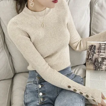

Feminino Jumper High Neck Sweater Women's New Air Bottoming Blouse In Autumn And Winter 2019 Slim Sleeve With Pullover