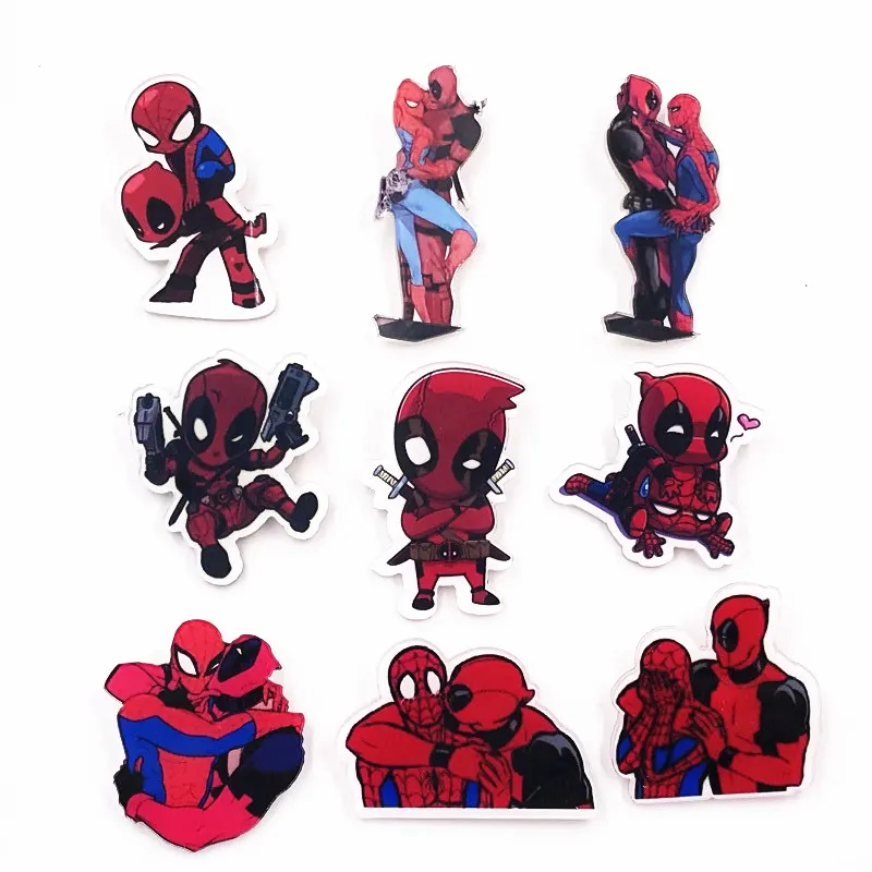 

1PCS Hot Selling New Arrival Marvel Hero Spider Man Icon Brooch Cartoon Funny Deadpool Acrylic Badge Pin For Boys Party Gifts