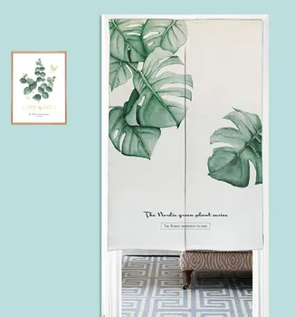 

Nordic Green Plant Door Curtain Half Curtain Bedroom Bathroom Decoration Curtain Feng Shui Curtain Noren