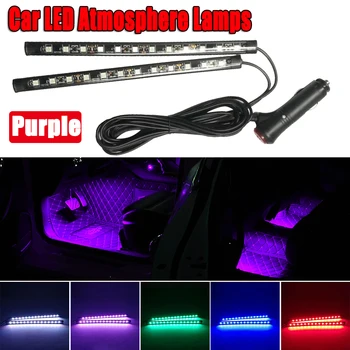 

2PCS Car LED Dash Floor Foot Strip Light Cigarette Lighter Adapter Interior Decorative Lamp Atmosphere Lamps