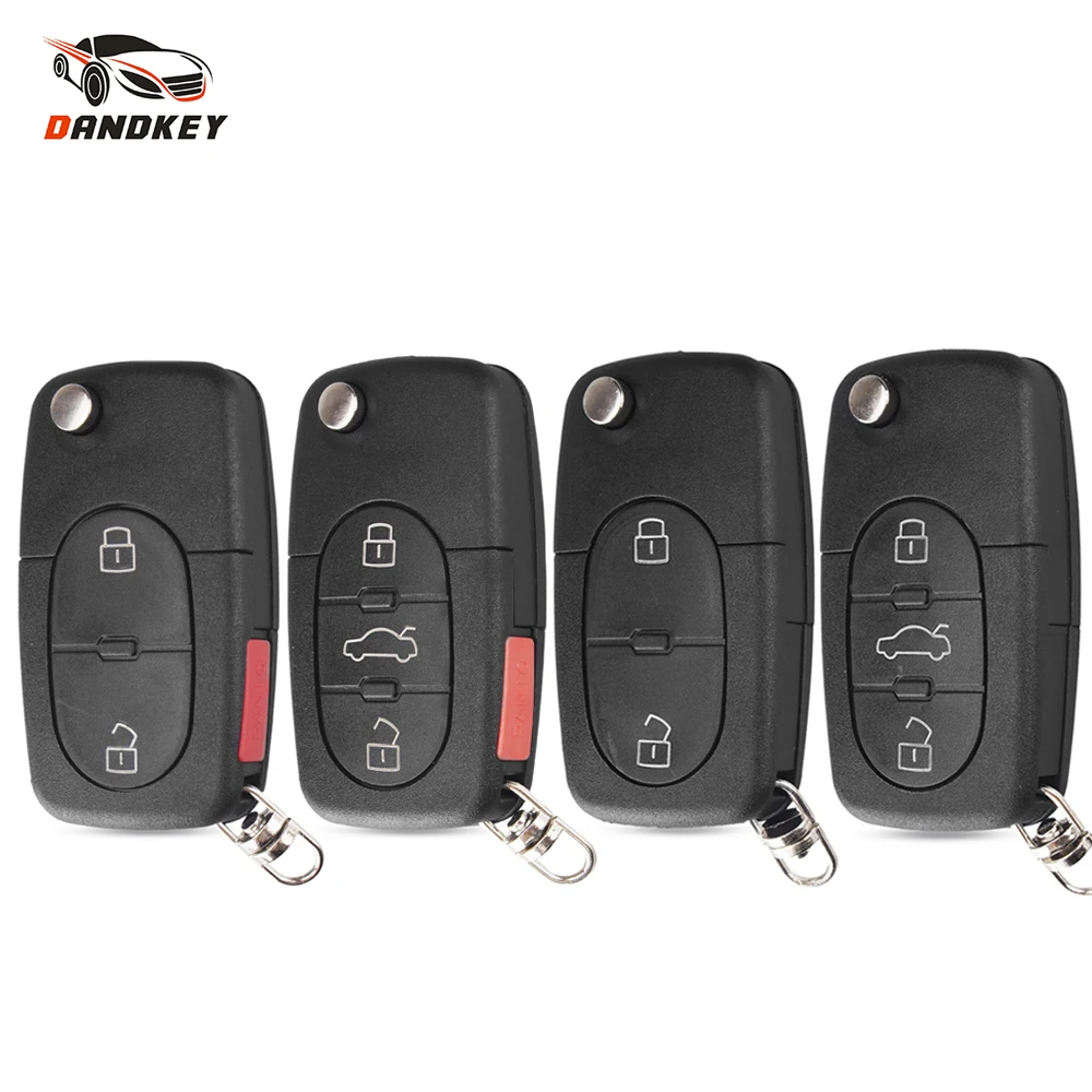 Dandkey 10 шт. для Audi TT A2 A3 A4 A6 A8 Quattro Сменные 2/3/4 кнопки флип-чехол автомобильных ключей