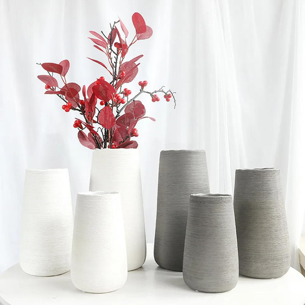 Маленькая ваза в японском стиле серо-белая керамика цветы украшение для дома и