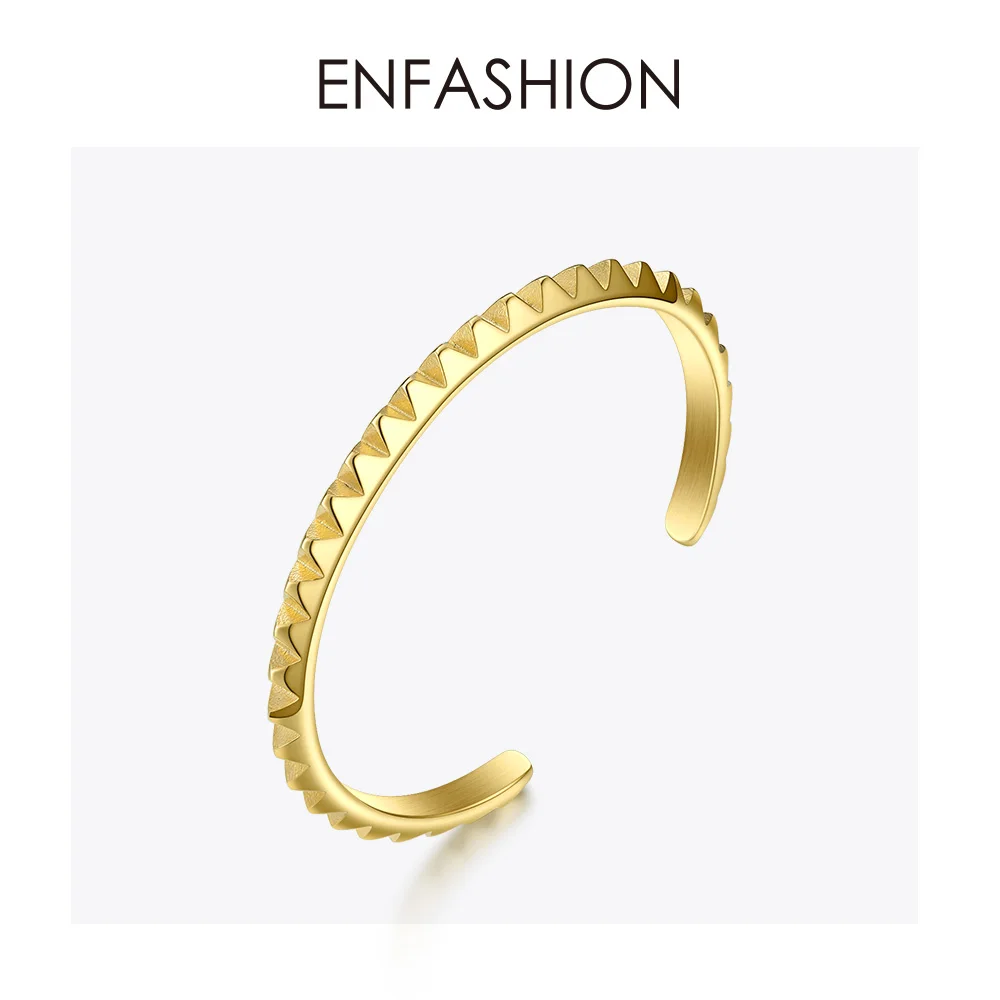 

ENFASHION Punk Pyramid Cuff Bracelet Gold Color Stainless Steel Spike Bracelets Bangles For Women Fashion Jewelry Gifts B192038