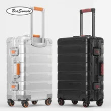 BeaSumore Алюминиевый сплав ретро чемодан на колёсиках 20/24 дюймов высокая емкость тележка для мужчин бизнес кабина чемодан колеса