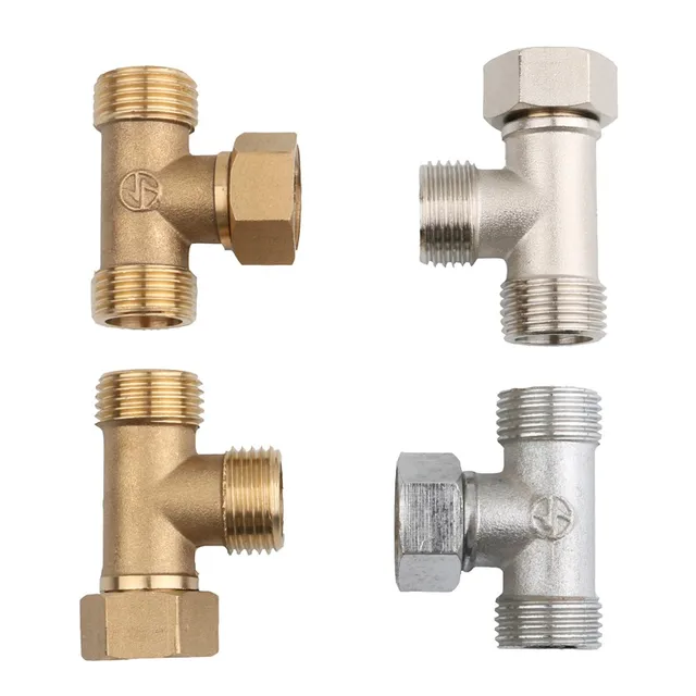 1Pc Sárgaréz 1/2 "Szál Tee Csatlakozó Rézkert Öntözőkízületek Vízcső Cső Háromirányú