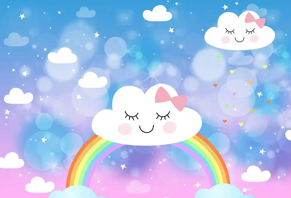 Fondo De Fotografia Cielo Arco Iris Nubes Blancas Feliz Fondo Con Foto Para Cumpleanos Celebracion Utileria De Fondo Fondo Aliexpress