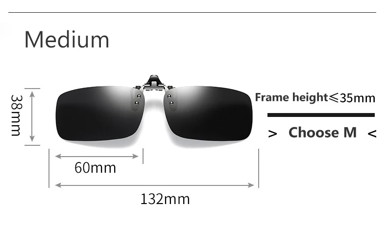 Поляризованные мужские женский зажим на солнцезащитных очках 180 ° флип-зажим оттенков для близорукости очки для вождения очки для рыбалки UV400 - Цвет линз: M