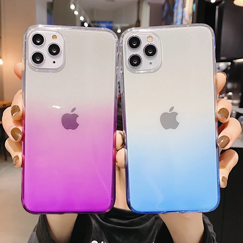 Простой Прозрачный градиентный чехол для телефона iPhone 11 Pro Max XS X XR 7 8 6 6S Plus мягкие