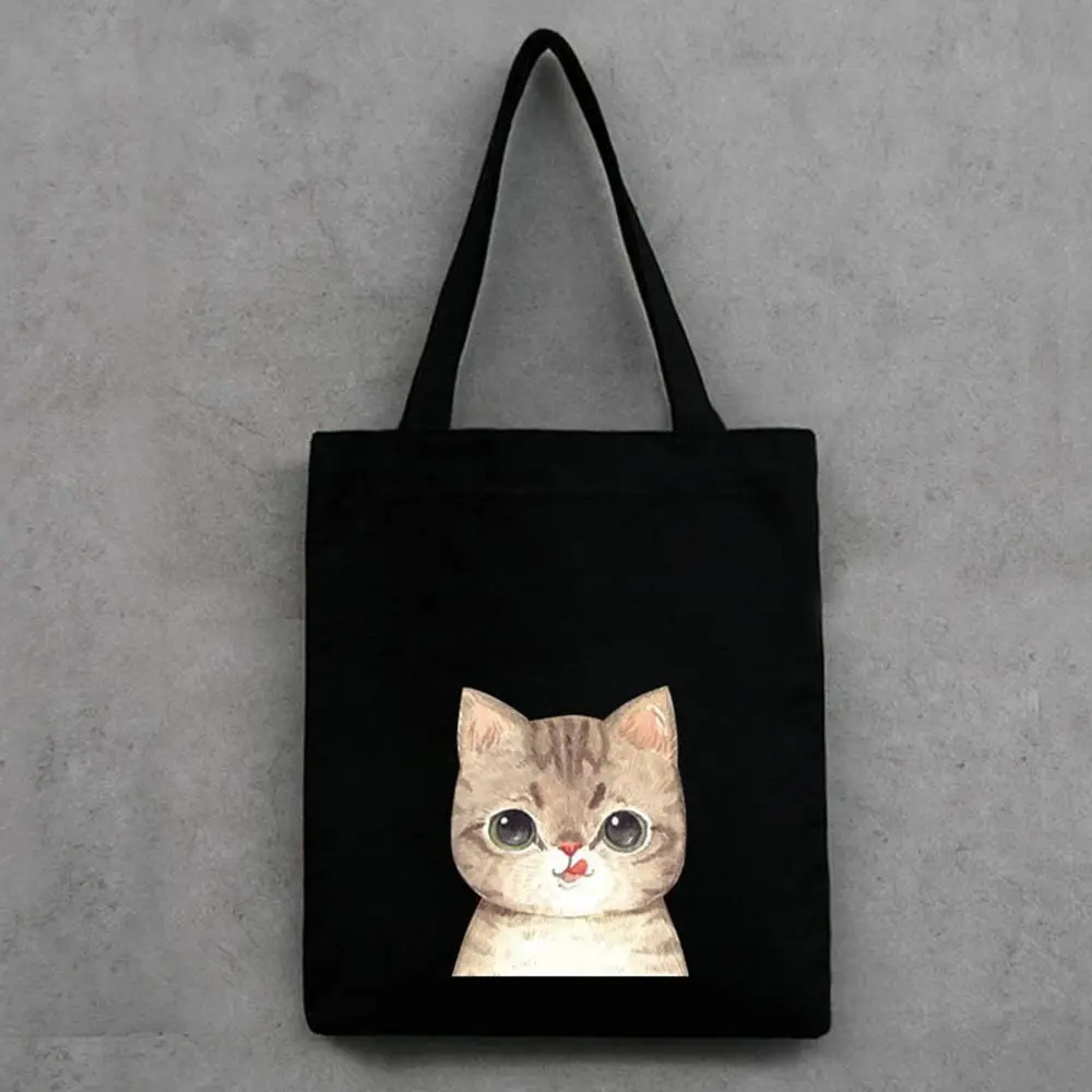 2 Цвета любимая кошка, животное Печать Женщины молния холст сумки на плечо повседневные сумки для покупок сумочка