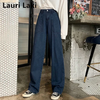 

Plus Size Jeans Women Straight Wide Leg Jeans Mujer Maxi High Waist Mom Boyfriend Jeans Vintage Denim Pants 2019