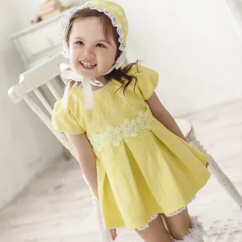 

2020summer Spain Style Baby Girls Jacquard Dress Hat Shorts 3pcs Baby Girls Wedding Party Sweet Dress Toddler Girl Clothes