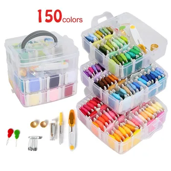 

Wrapped embroidery thread, 6-strand, 8-meter embroidery thread, 150 colors, three-layer cross stitch thread box set
