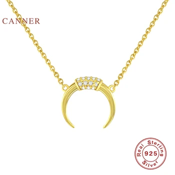 

CANNER Moon Real 925 Sterling Silver Necklace For Women 2020 Jewelry Diamond Chain Gold 18k Choker Necklace Bijoux Collar