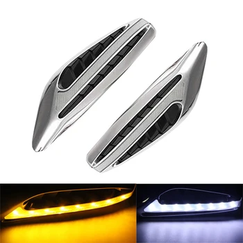 

1Pair Two-color Steering light LED white+yellow Fender Side Lamp Blade turning light car motorcycle Universal