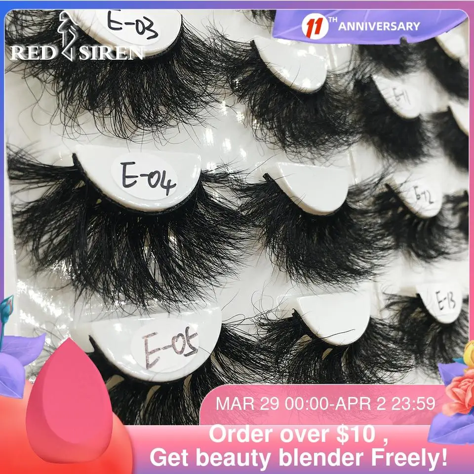 RED SIREN 1 Pair 25 mm Mink Eyelashes Fluffy Lashes Dramatic Messy Long False Eyelashes Makeup 25mm 3d Mink Lashes
