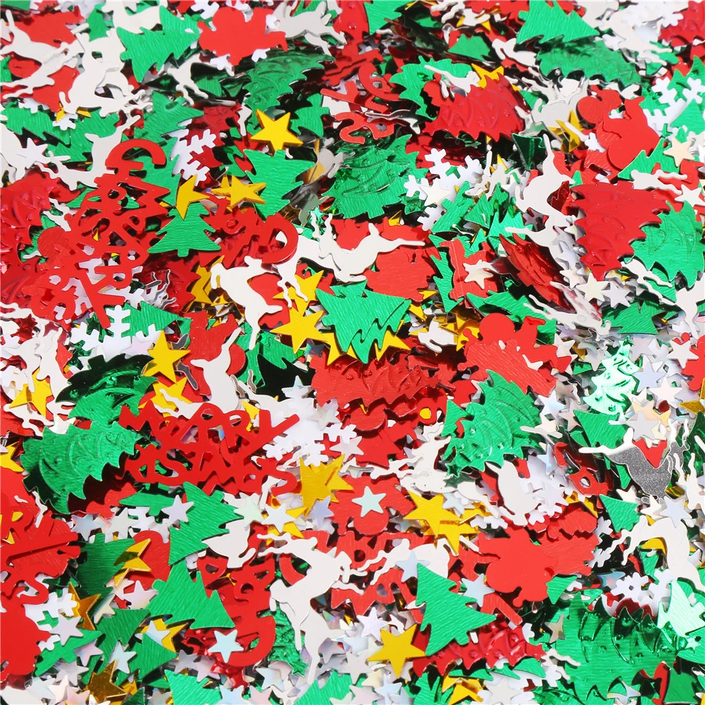 100 г Рождественский стол конфетти брызги Свадебные блестки Снежный Цветок Лось Рождественская елка Санта Клаус микс конфетти Tinfoil